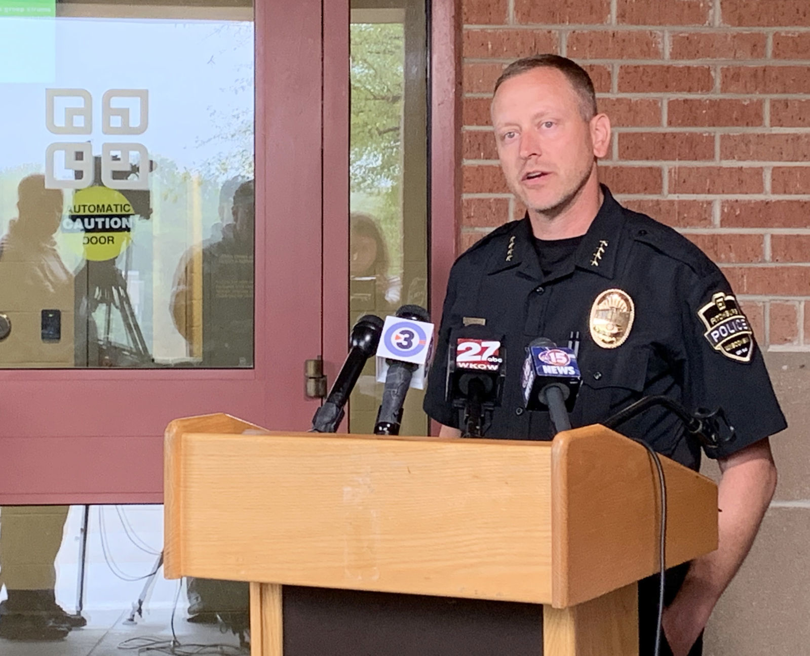 Fitchburg Police Chief Chad Brecklin at homicide press conference